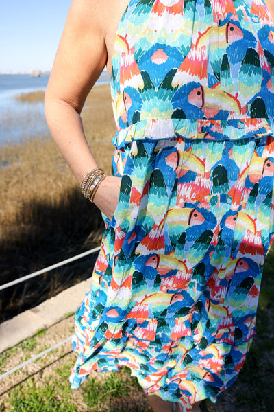 Alys Beach Dress by King + Pitt, Tropical Bird print