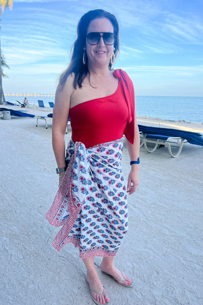 Palm Bay sarong, red blue