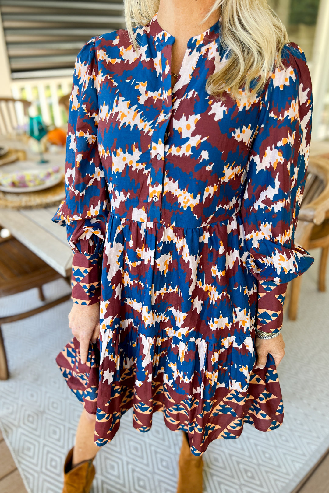 Vaughn dress, tribal print