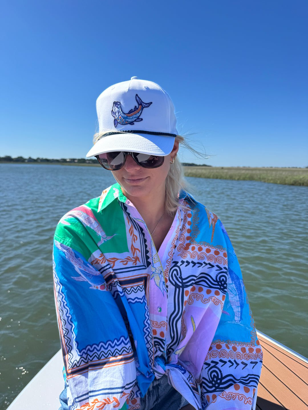 Bulls Bay Tarpon Hat x King + Pitt, White/Navy