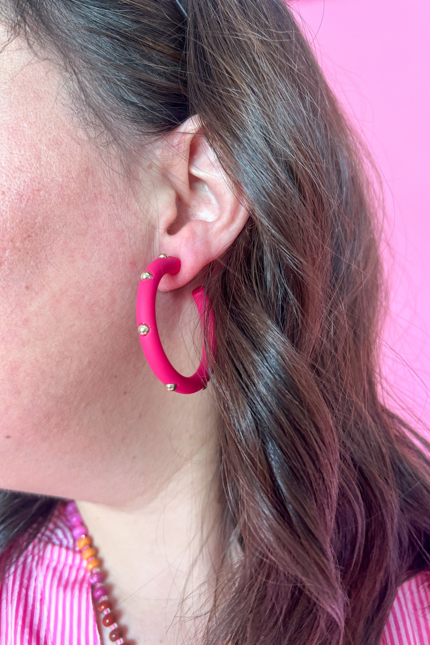 Candace Earrings, hot pink