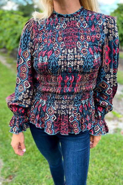 Jackson top by King + Pitt, aztec print