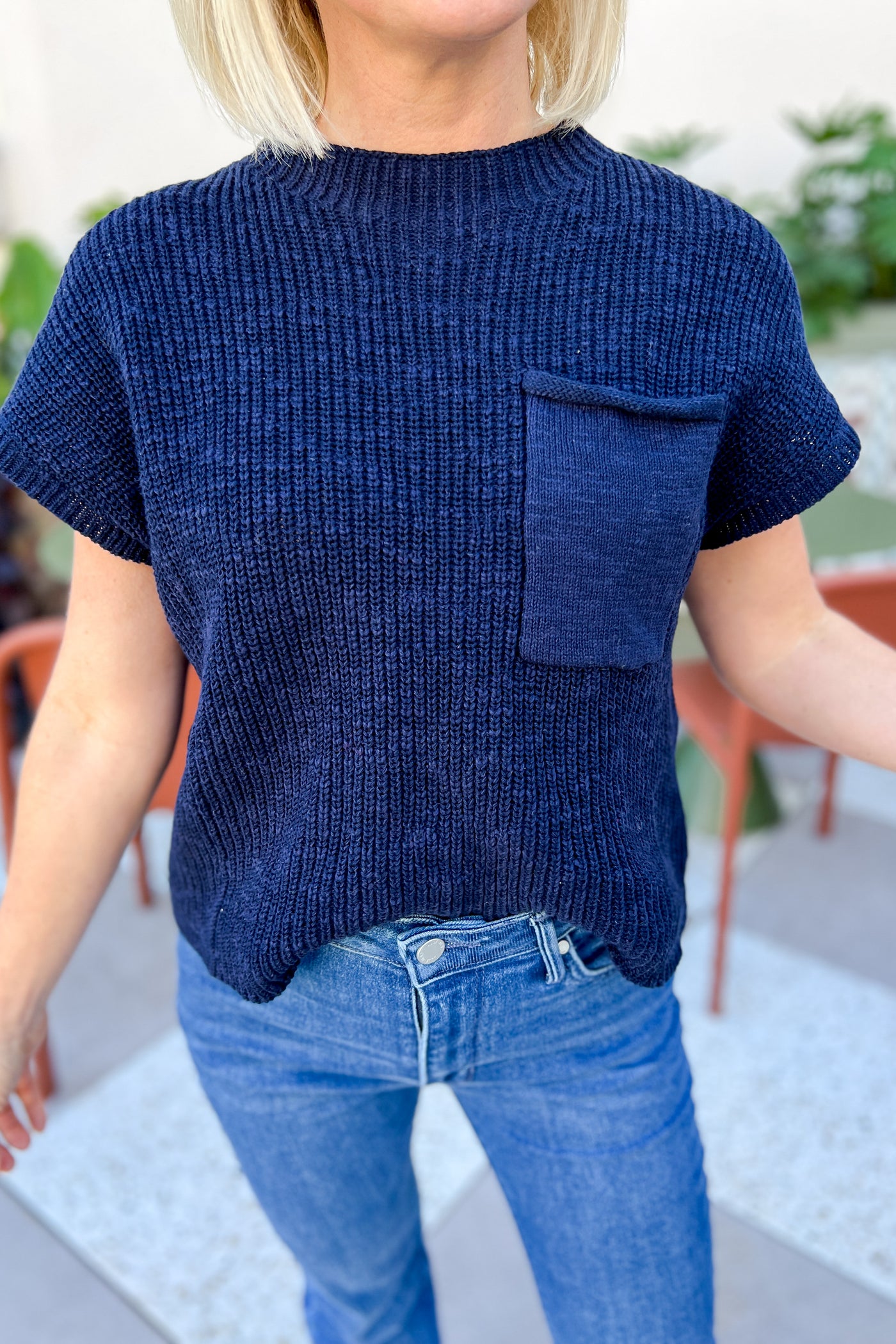Aster sweater top, navy
