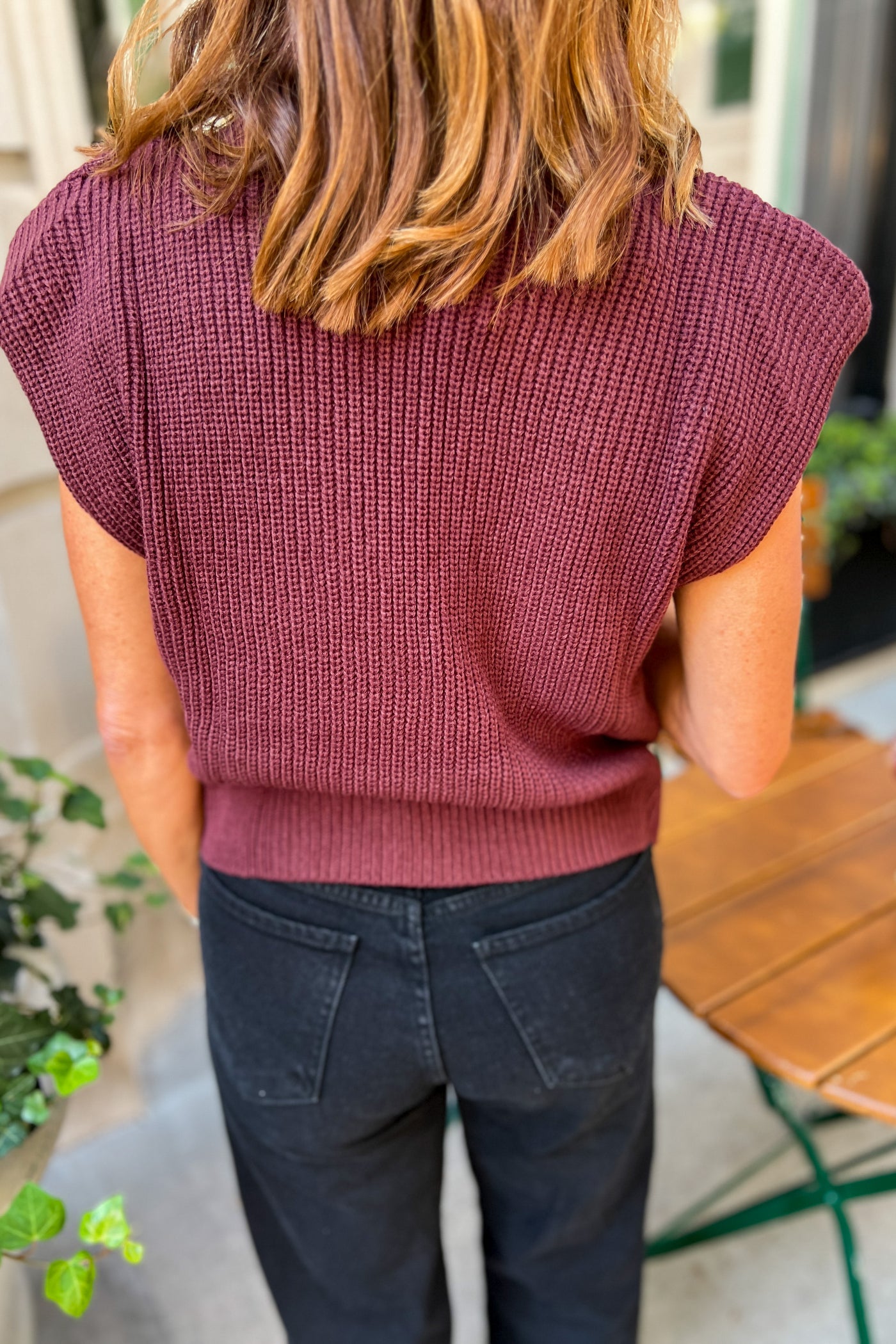 Honeycutt sweater top, eggplant