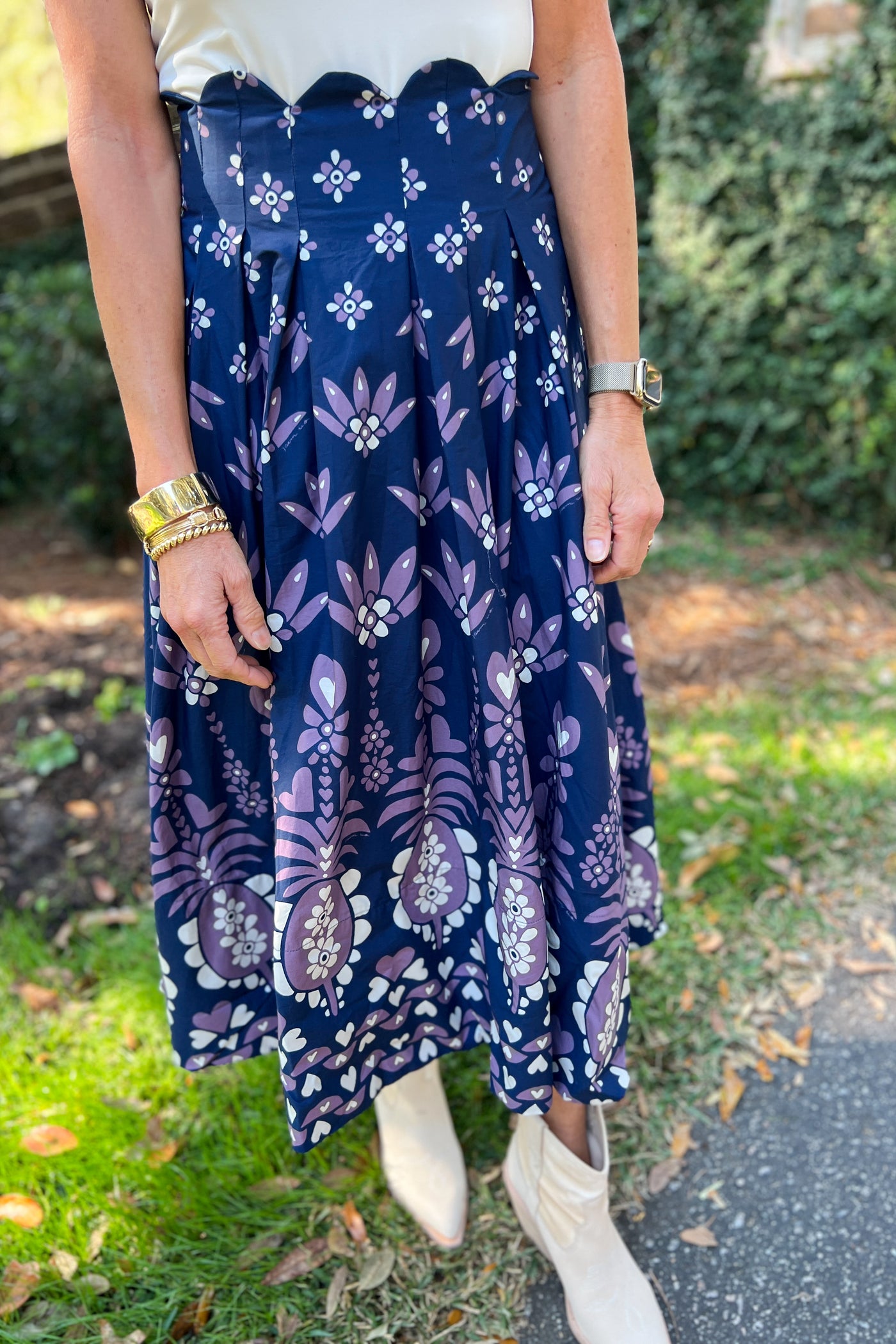 Ainika Martina Dark Blue Midi Skirt by Farm Rio