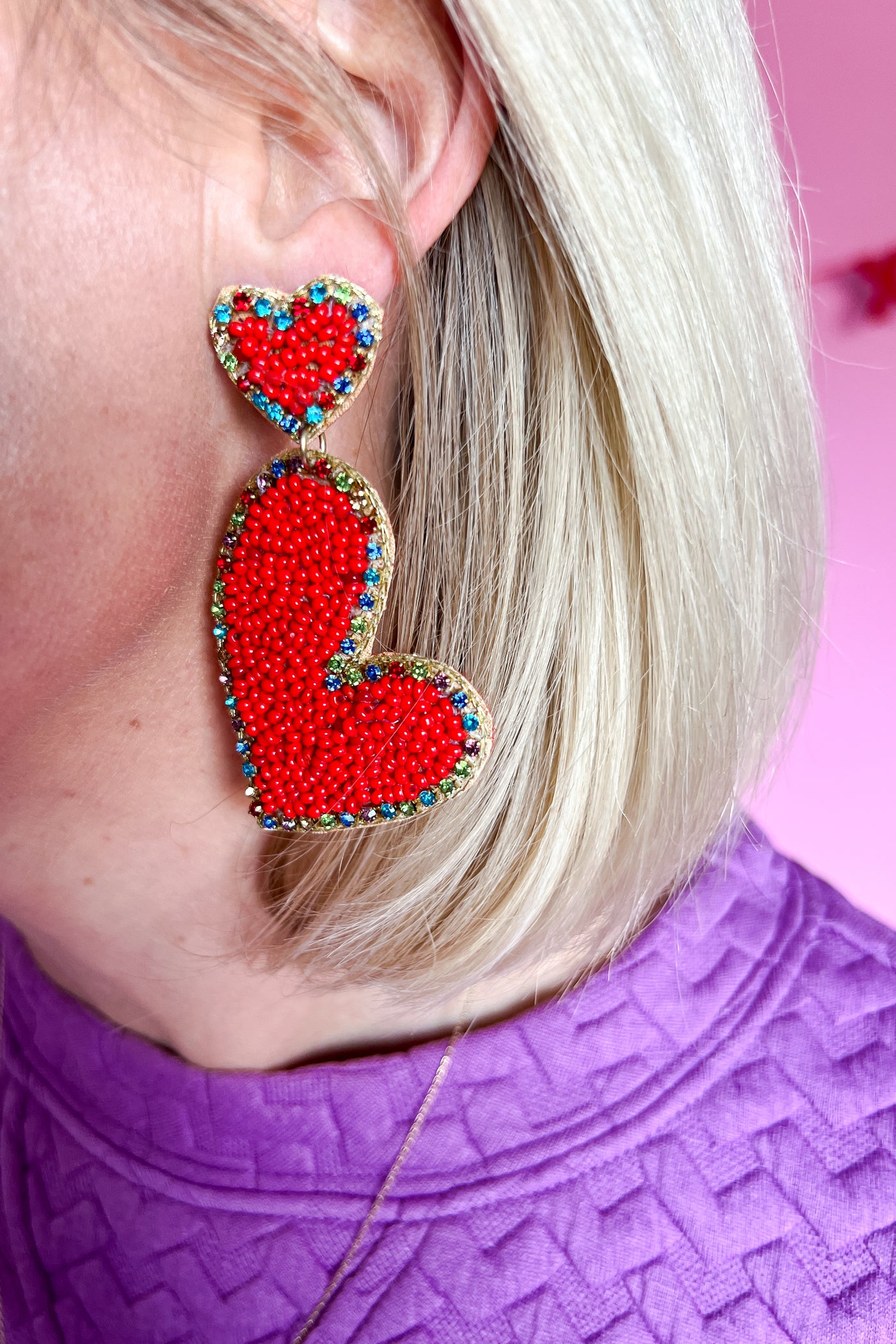Rhys heart  earrings, red