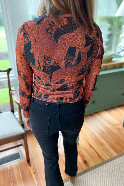 Giraffes Black Tulle Blouse by Farm Rio