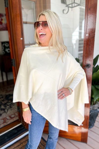 Settlers Poncho  4-way wrap poncho and scarf, cream