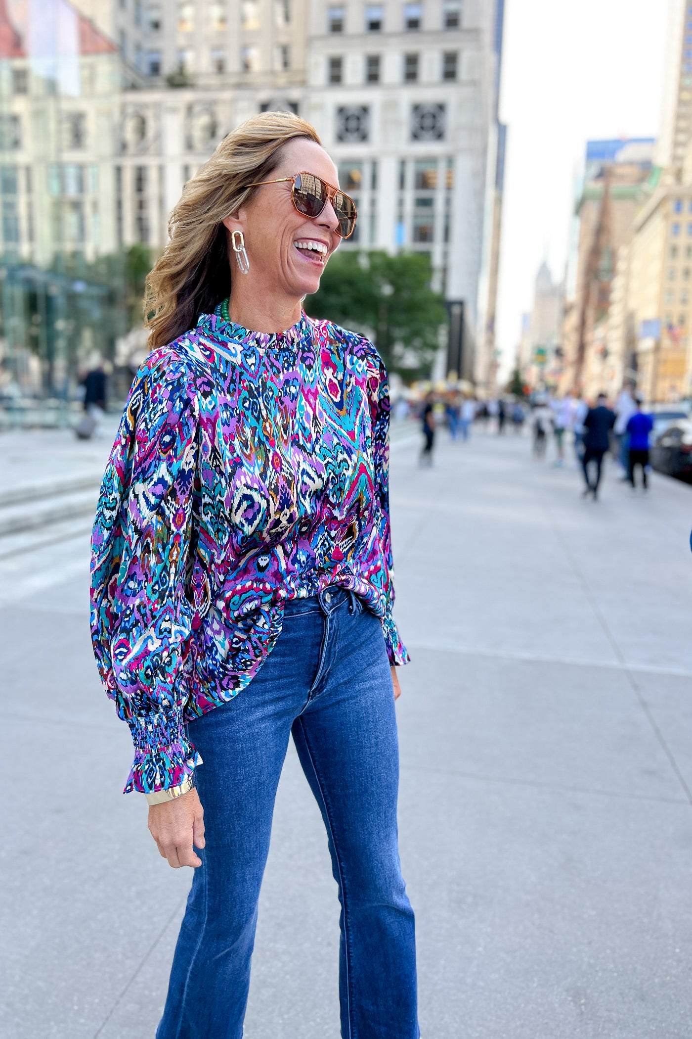 Lyra top, royal/magenta
