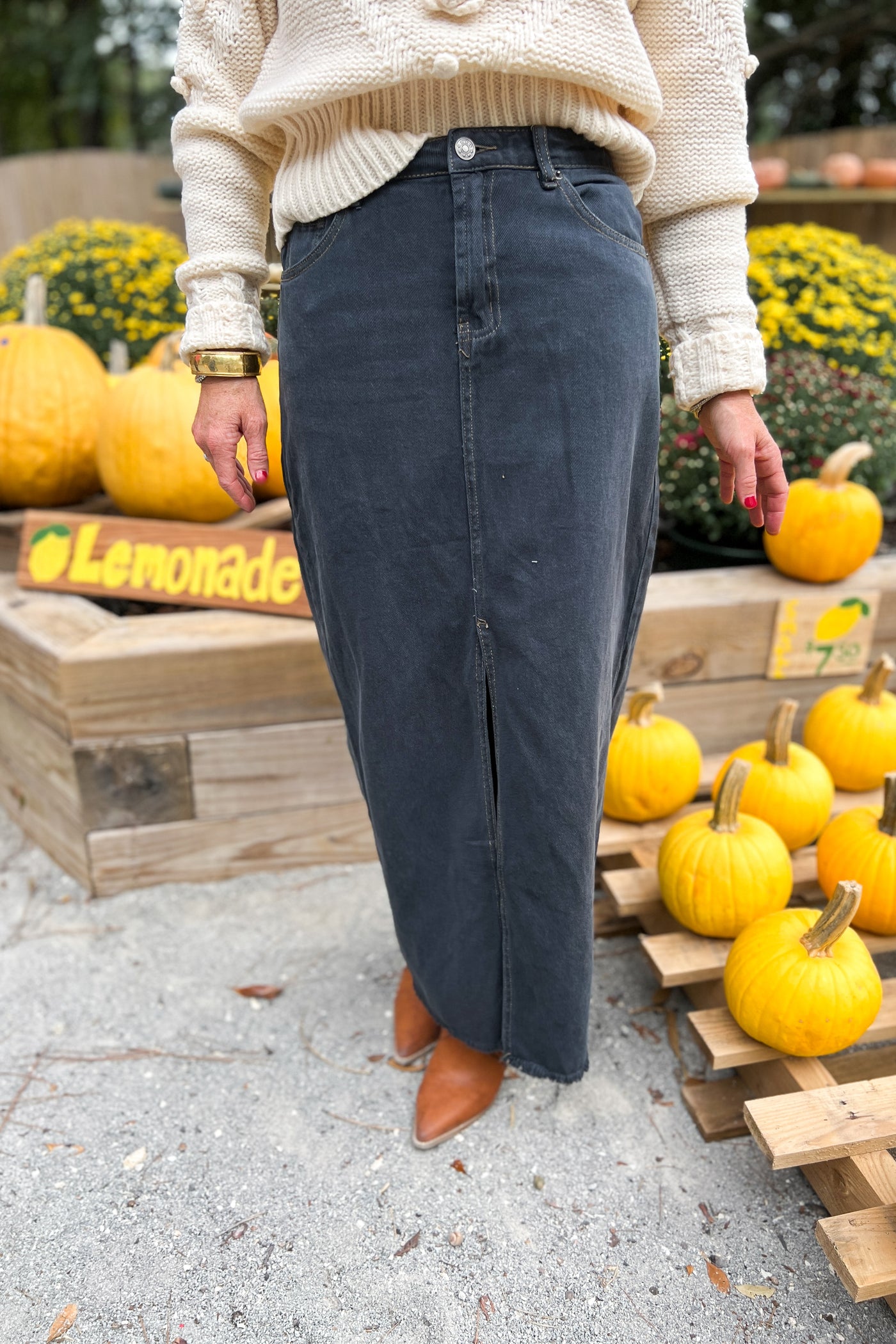 Chambers denim skirt, graphite