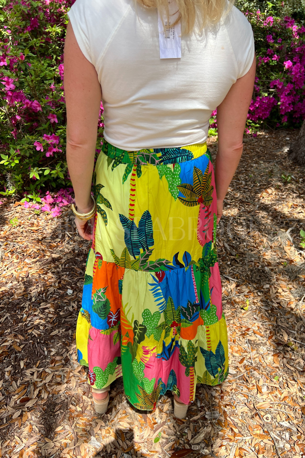 Ada skirt, tropical patch print