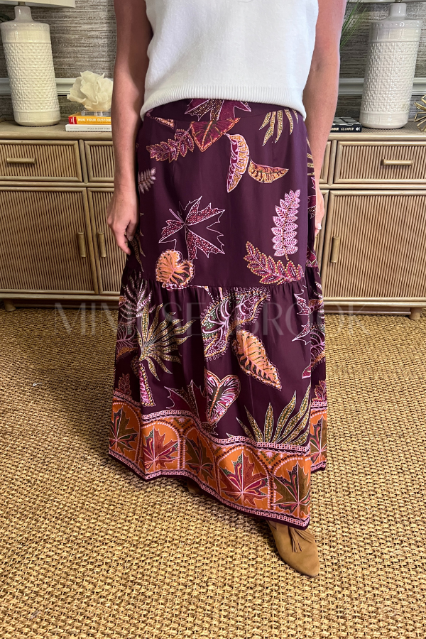 Ada skirt, wine flora print