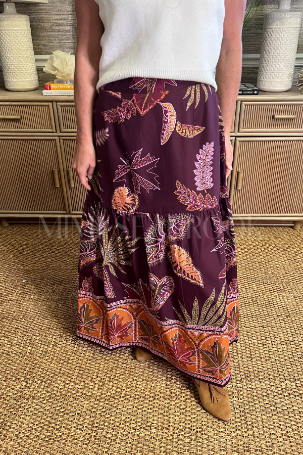 Ada skirt, wine flora print