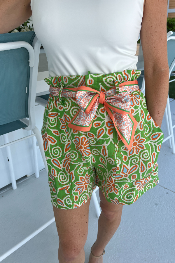 Addison shorts, green/orange