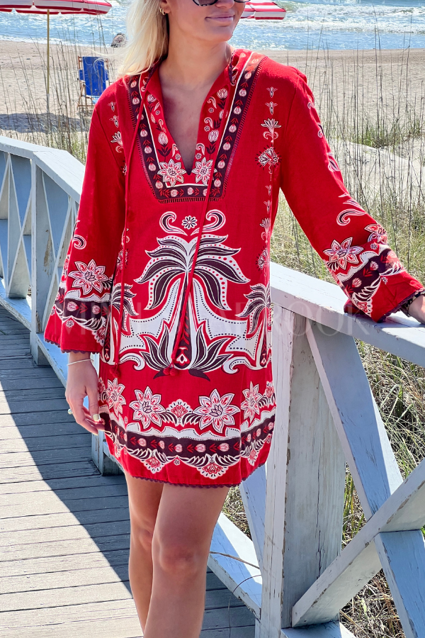 Ainika Garden Red Mini Dress by Farm Rio