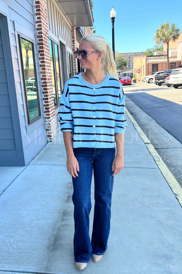 Alcott sweater blue/chocolate