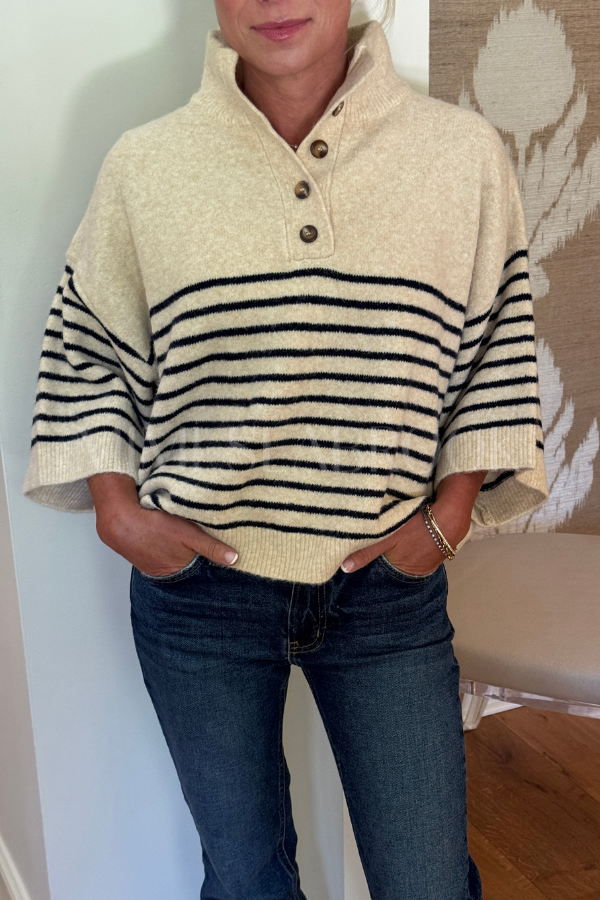 Anneliese sweater top, ecru