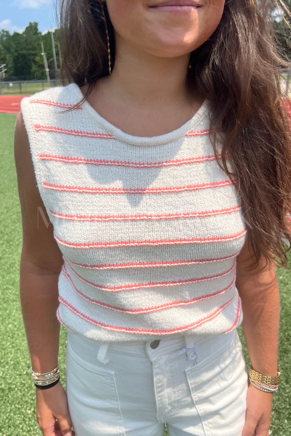 Arabelle top, orange stripe