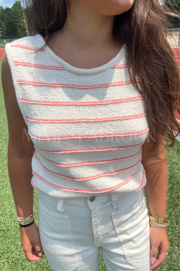 Arabelle top, orange stripe