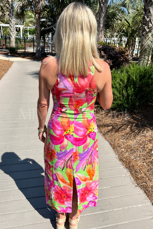Artsy Flora Green Sleeveless Midi Dress by Farm Rio