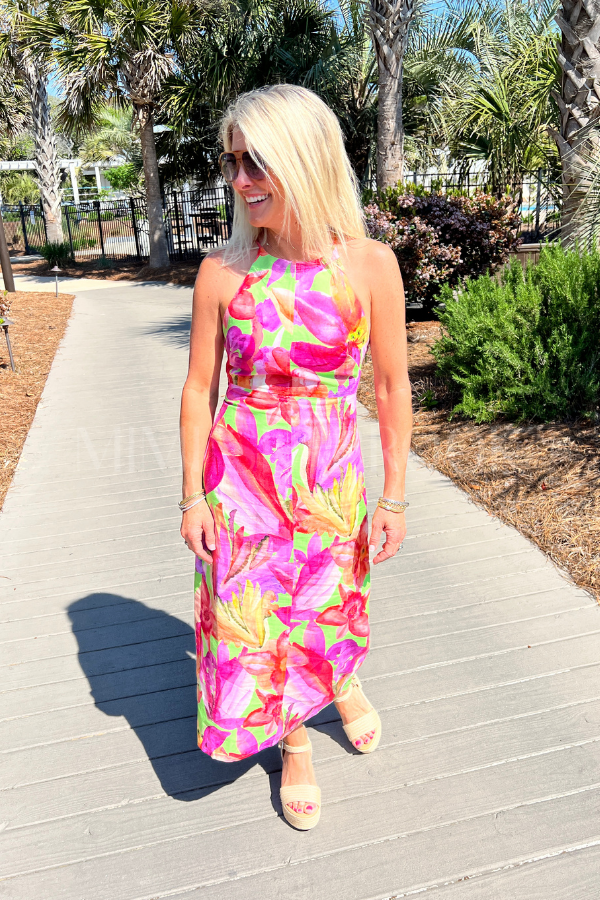 Artsy Flora Green Sleeveless Midi Dress by Farm Rio