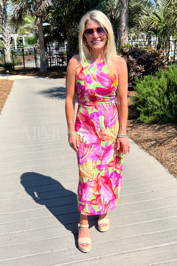 Artsy Flora Green Sleeveless Midi Dress by Farm Rio