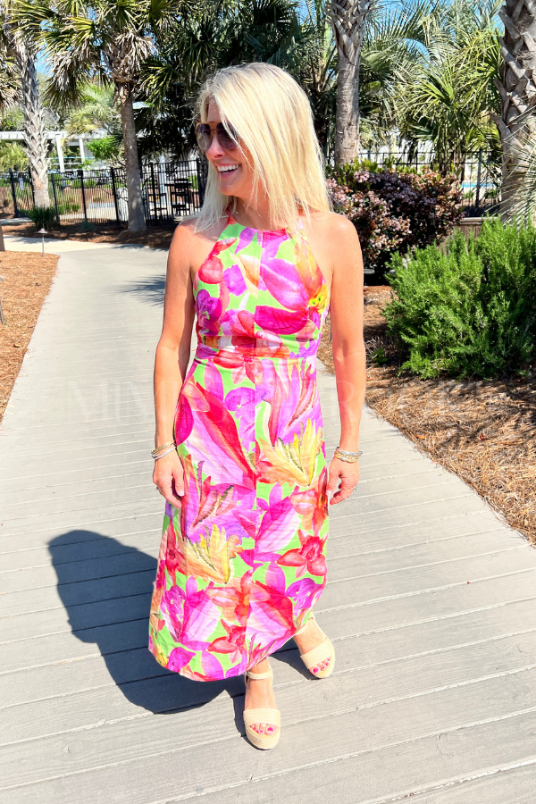 Artsy Flora Green Sleeveless Midi Dress by Farm Rio