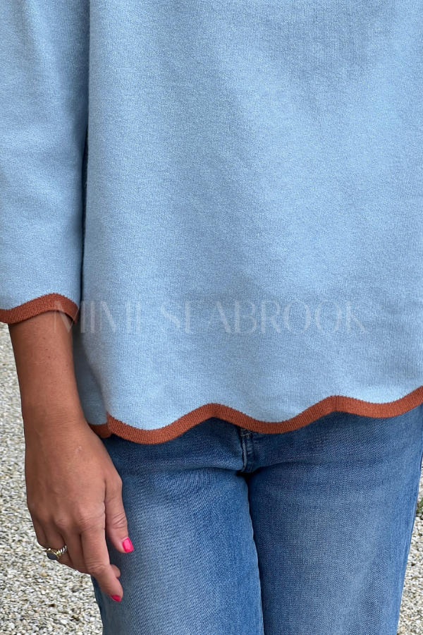 Averi sweater, powder blue/chestnut
