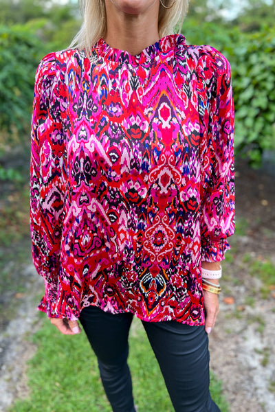 Lyra top, fuchsia/red