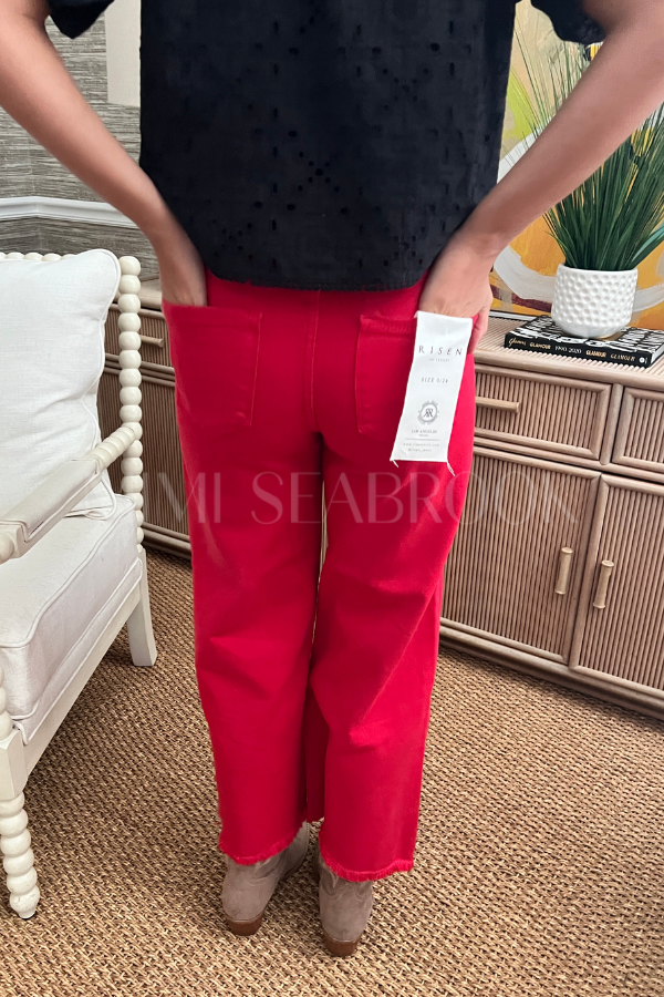 Baldwin wide leg jeans, red