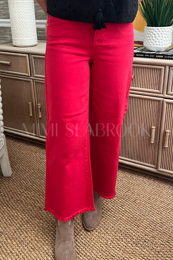 Baldwin wide leg jeans, red