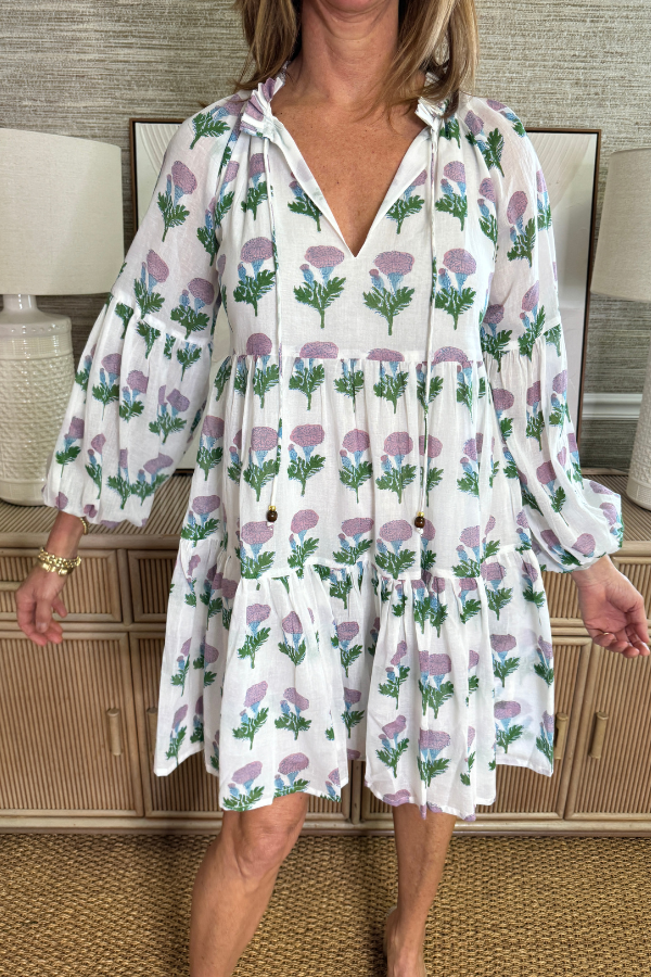 Balloon Sleeve Short Dress, bloom lilac by Oliphant
