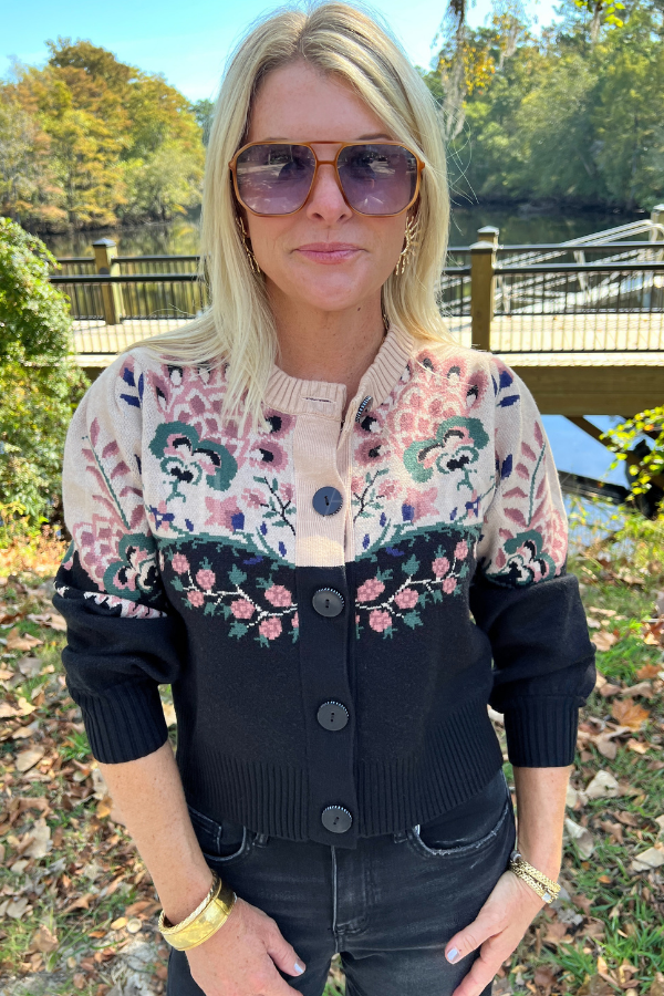 Belle Garden Mixed Knit Cardigan by Farm Rio