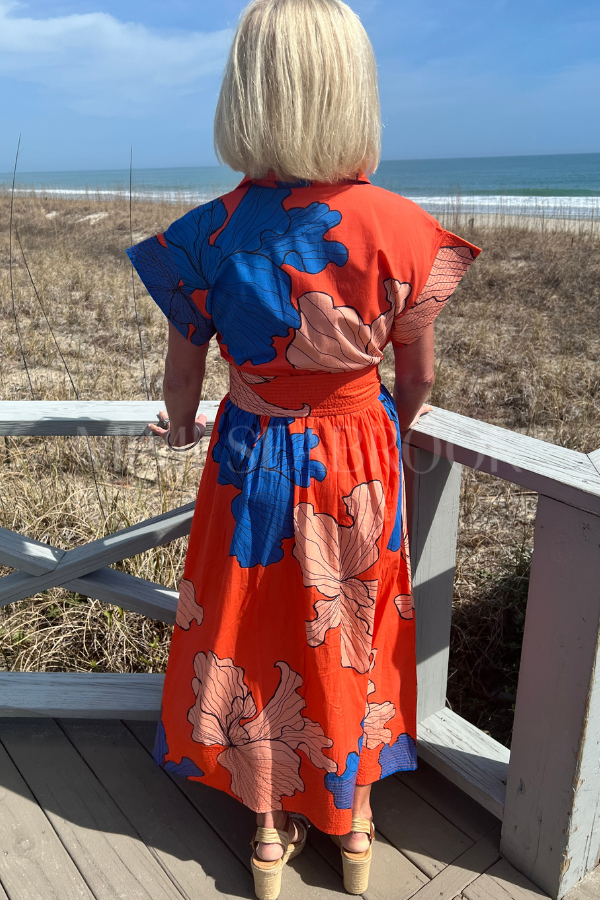 Belted Shirt Dress, Bora Red by Oliphant