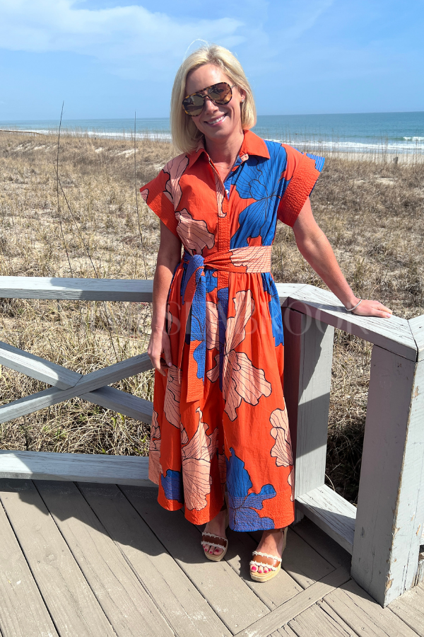 Belted Shirt Dress, Bora Red by Oliphant