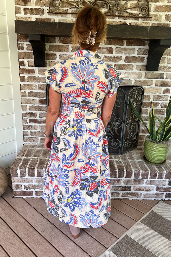 Belted Shirt Dress, Chennai Cobalt by Oliphant