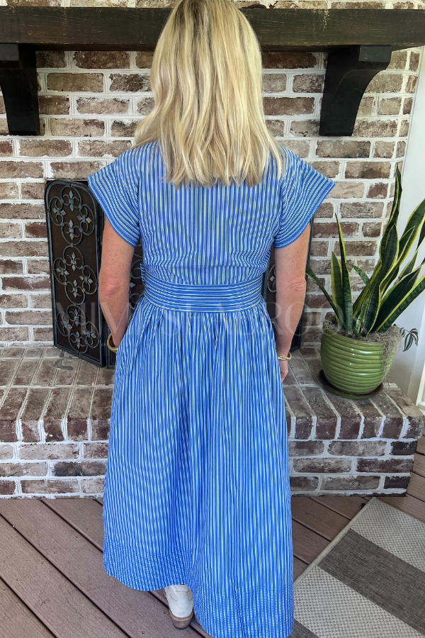 Belted Shirt Dress, Devon Blue by Oliphant