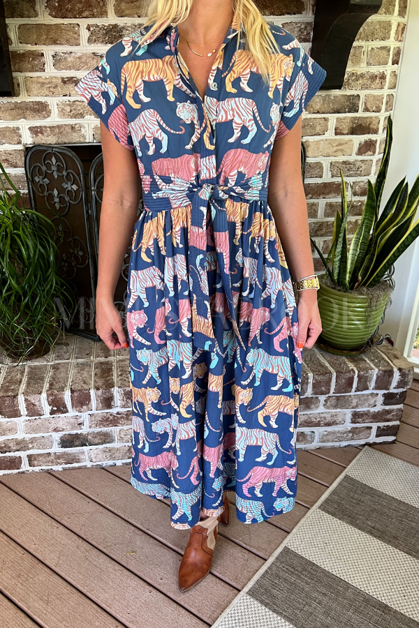 Belted Shirt Dress, Raj Navy by Oliphant