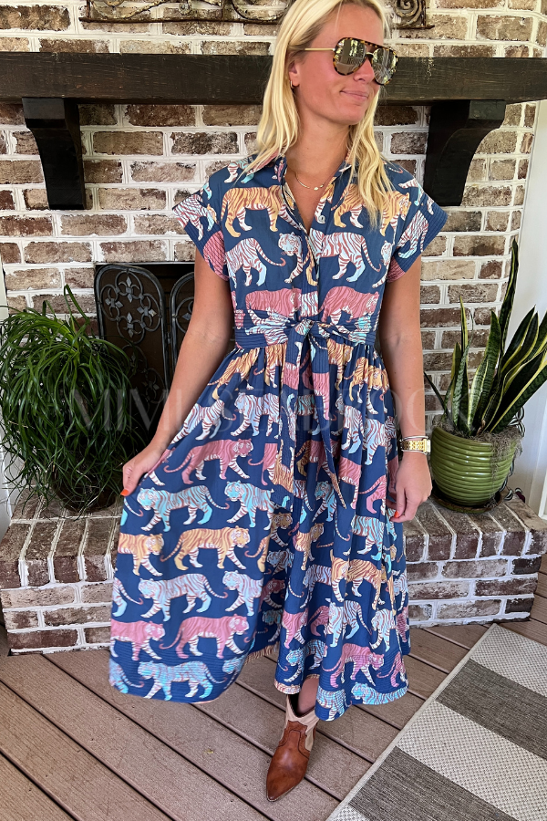 Belted Shirt Dress, Raj Navy by Oliphant