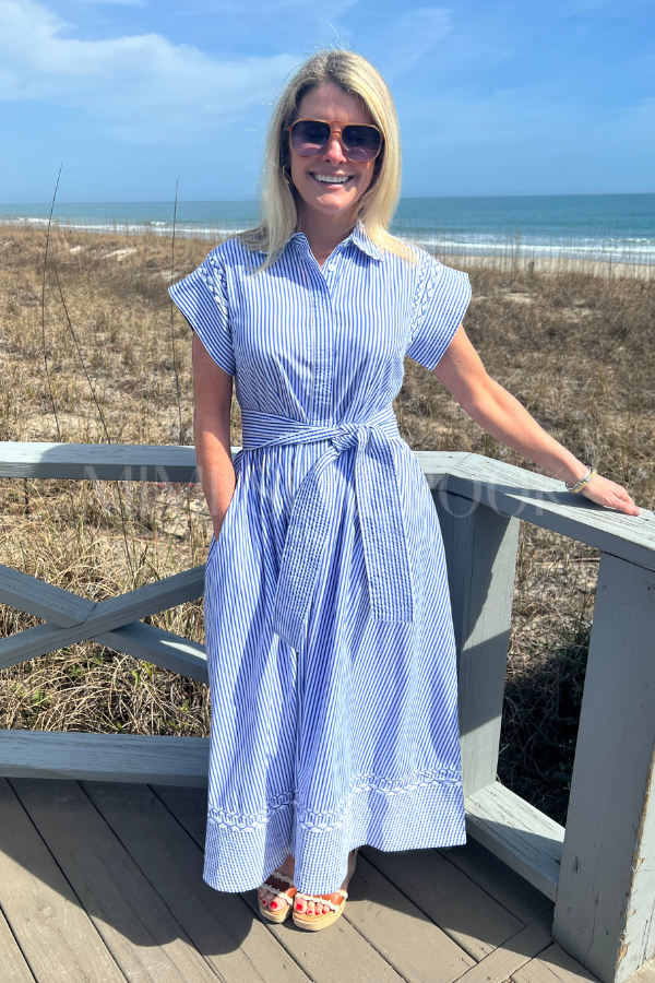 Belted Shirt Dress, Sconset Blue by Oliphant Belted Shirt Dress, Sconset Blue by Oliphant