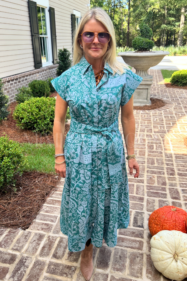Belted Shirt Dress, Singita Green by Oliphant