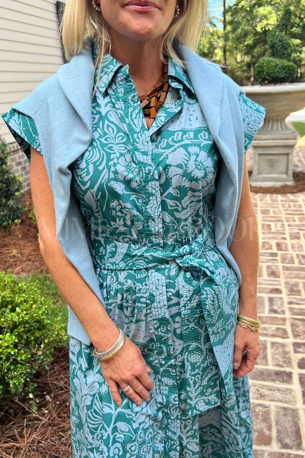 Belted Shirt Dress, Singita Green by Oliphant