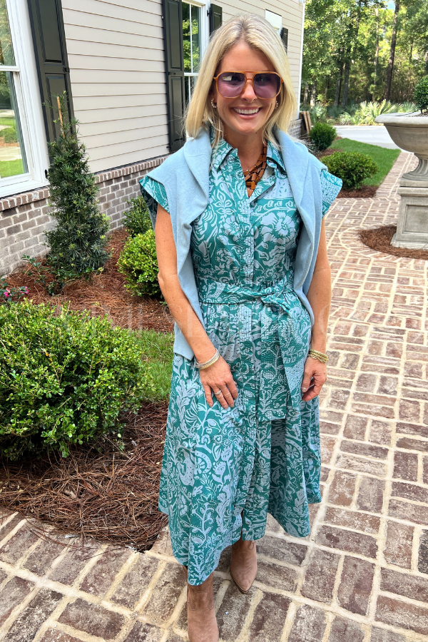 Belted Shirt Dress, Singita Green by Oliphant