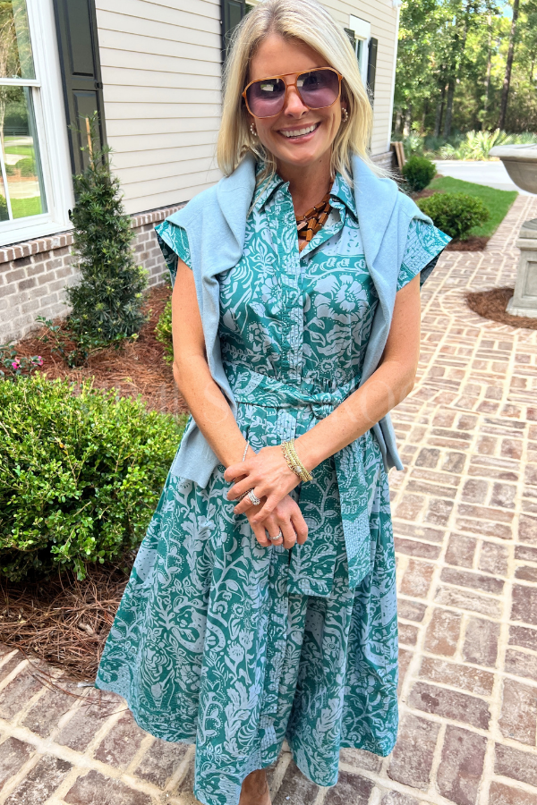 Belted Shirt Dress, Singita Green by Oliphant