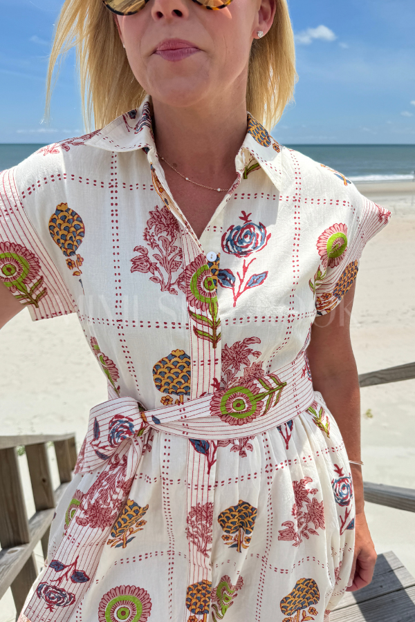Belted Shirt Dress, Taormina Cream by Oliphant