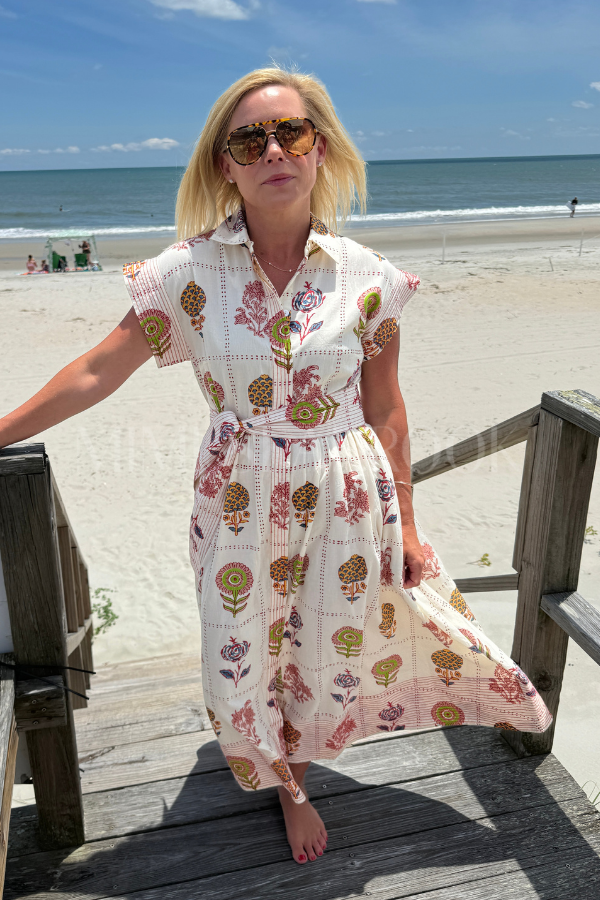 Belted Shirt Dress, Taormina Cream by Oliphant