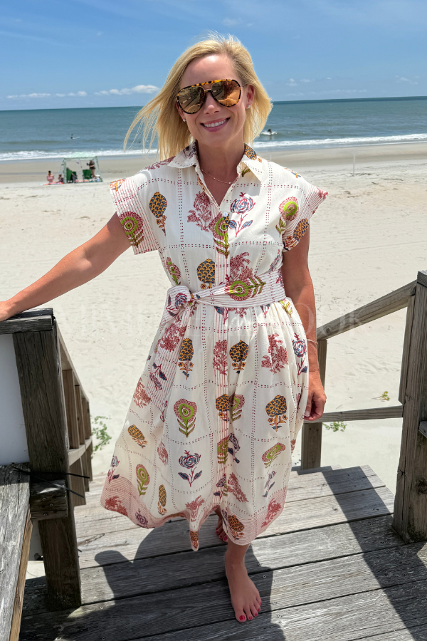 Belted Shirt Dress, Taormina Cream by Oliphant