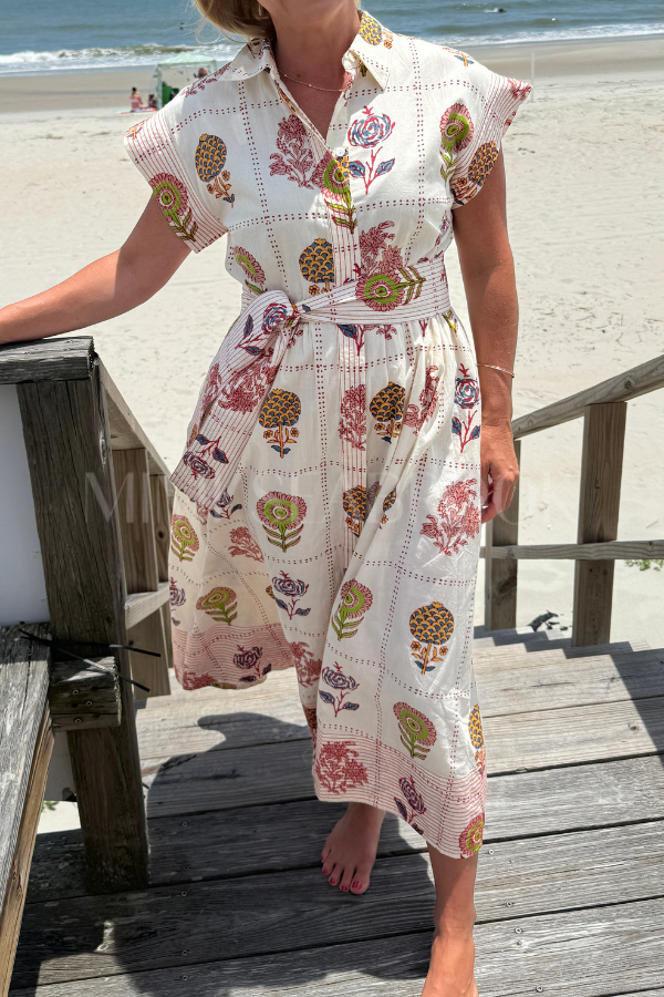 Belted Shirt Dress, Taormina Cream by Oliphant