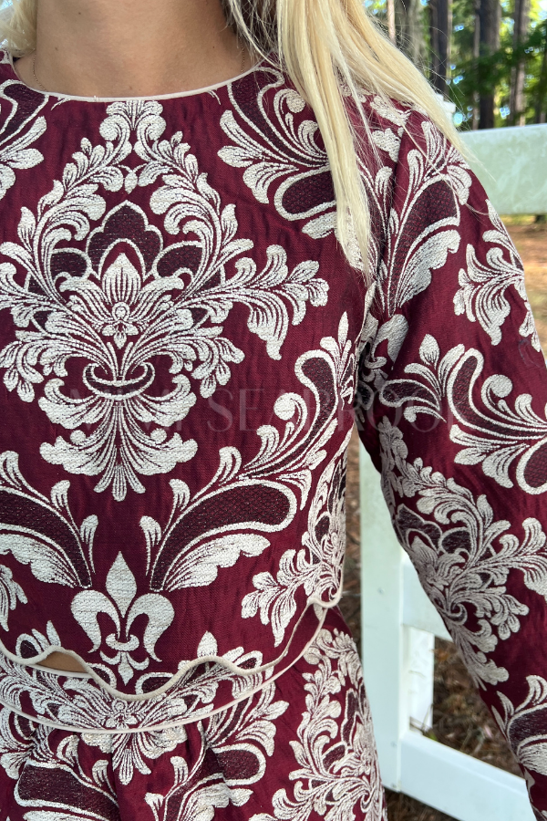 Bicolor Jacquard Waves Top by Farm Rio