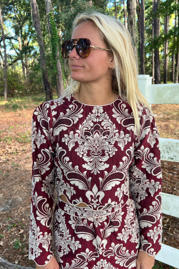Bicolor Jacquard Waves Top by Farm Rio